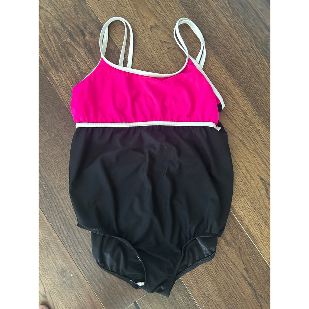 In Due Time Maternity Swimsuit One Piece Pink Black Colorblock Size Large L